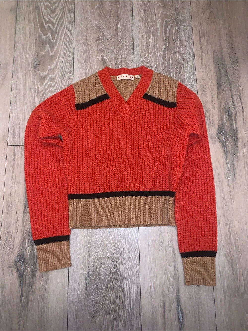 Marni x Uniqlo Popcorn Knitted V-Neck Sweater Size: Small
